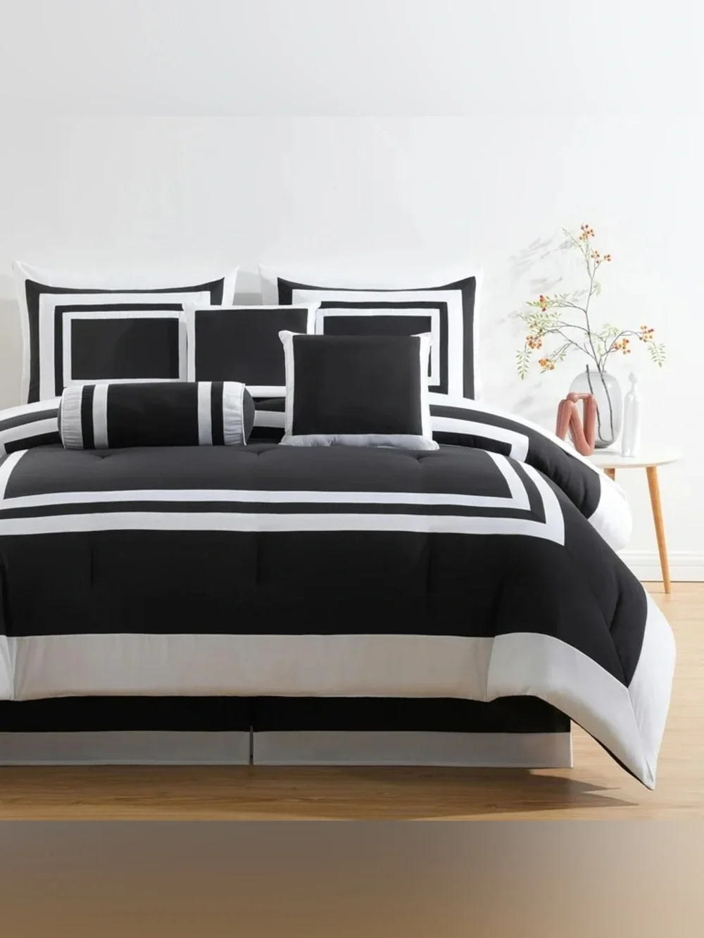 Black and White Geometric Comforter Set - Modern Home Bedding